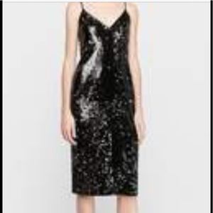 X Carla Black Sequin Slip Dress